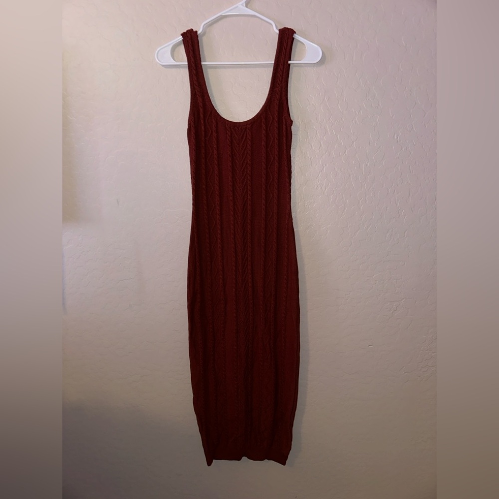Emory Park Deep Burn Orange Knit Midi Dress